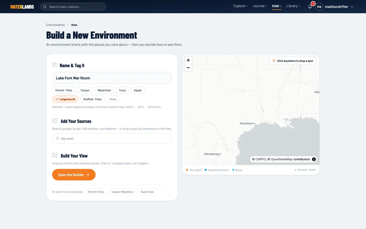 The New Environment wizard with a name entered and the Largemouth tag selected