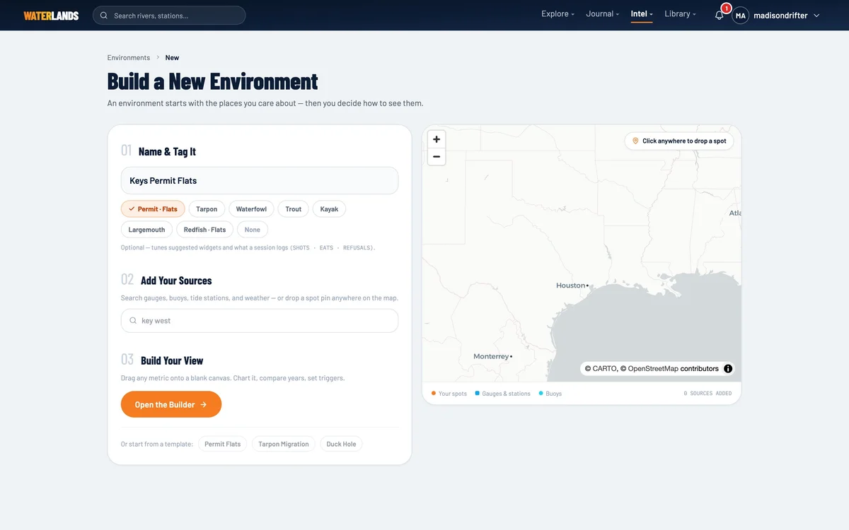 The New Environment wizard with a name entered and the Permit · Flats tag selected