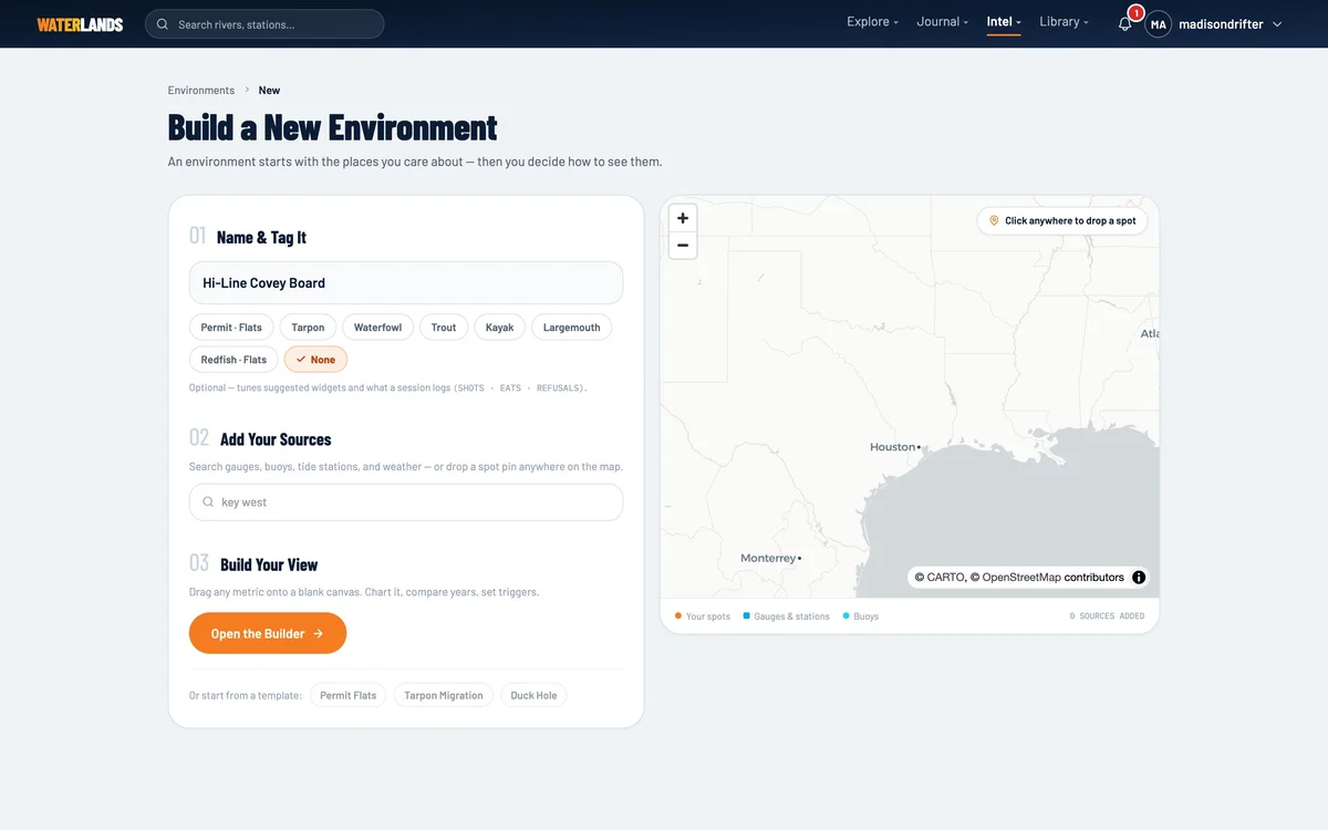 The New Environment wizard with a name entered and no activity tag selected
